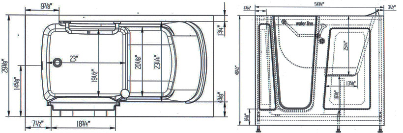 開門踏入式安潔浴缸-30SD / 30D 尺寸圖